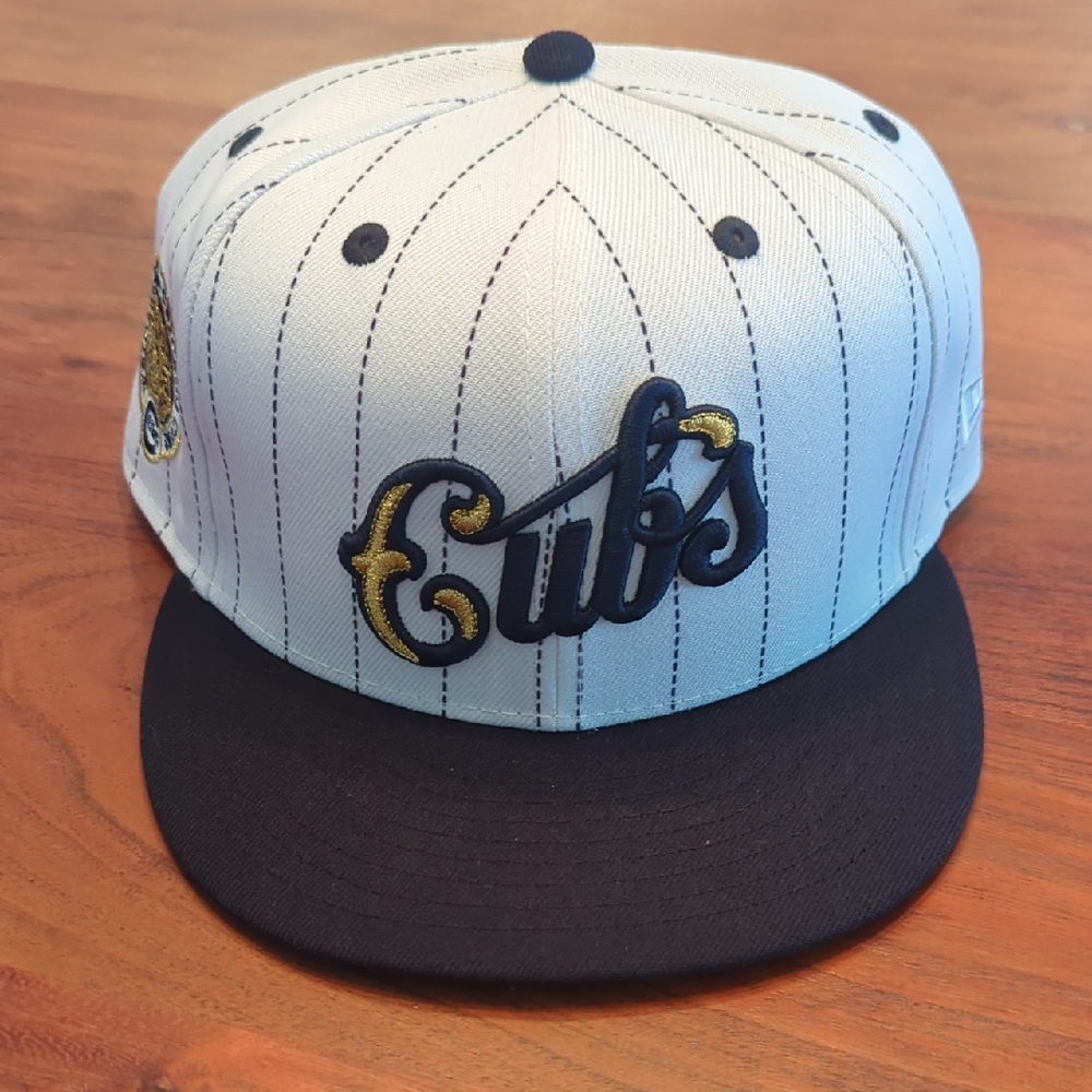 Chicago Cubs Pinstripe Fitted Hat With Wrigley Field Sidepatch